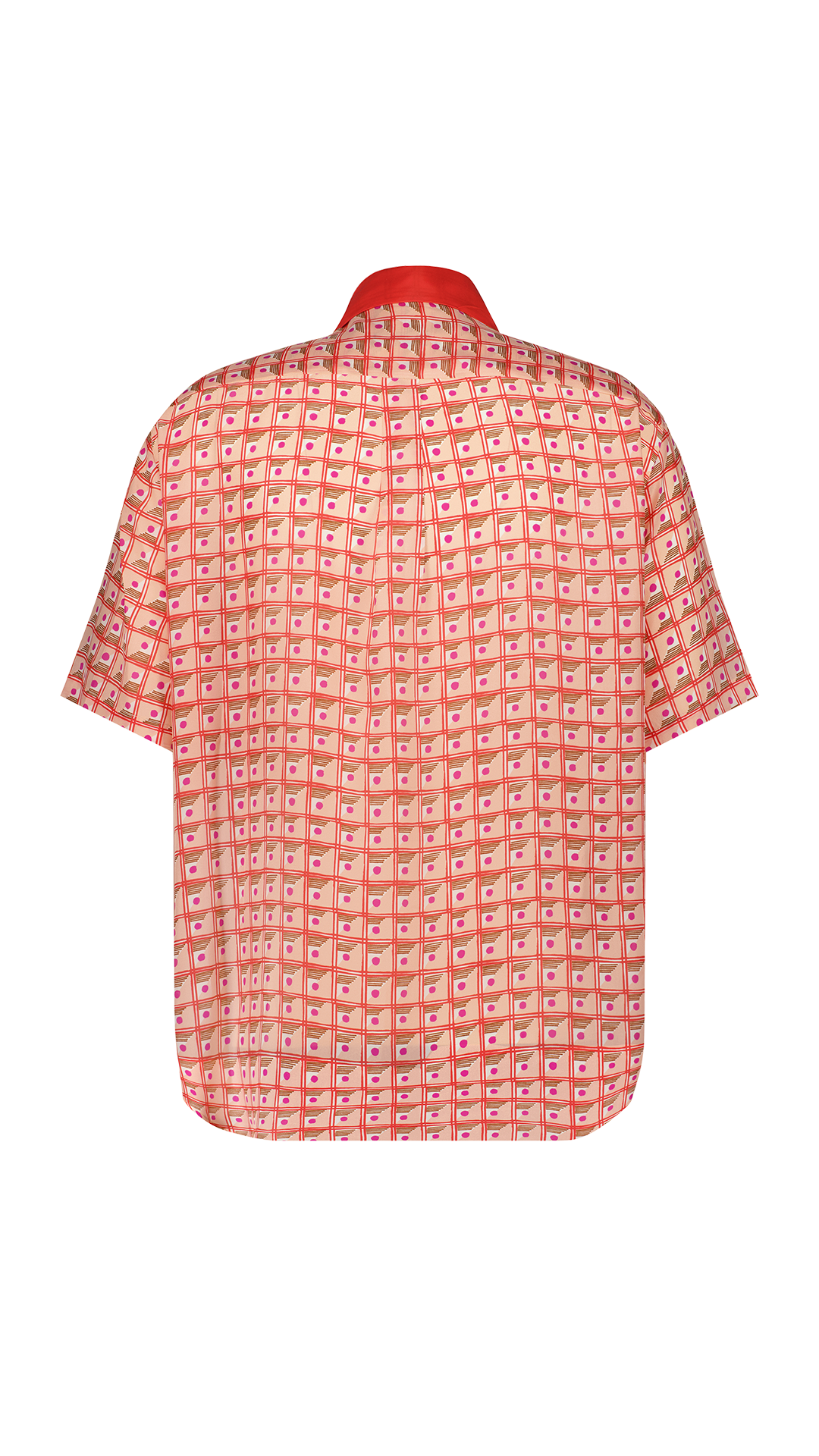 Oversized short-sleeved silk shirt Coral