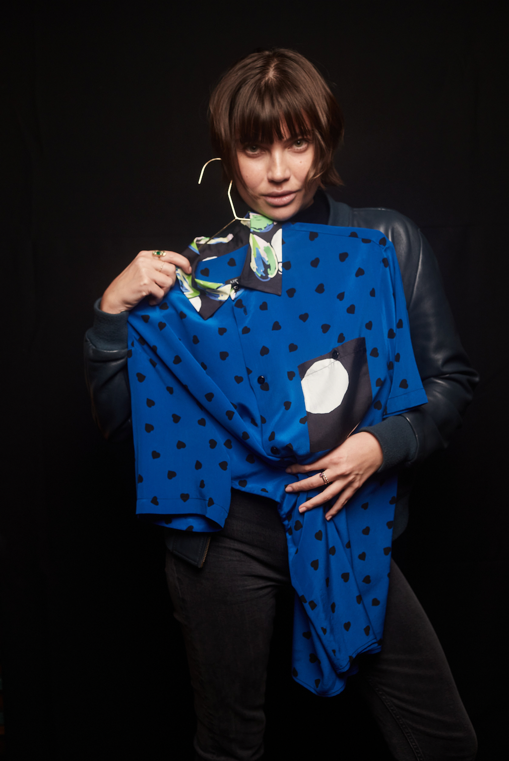 Oversized short-sleeved silk shirt Belle de Nuit