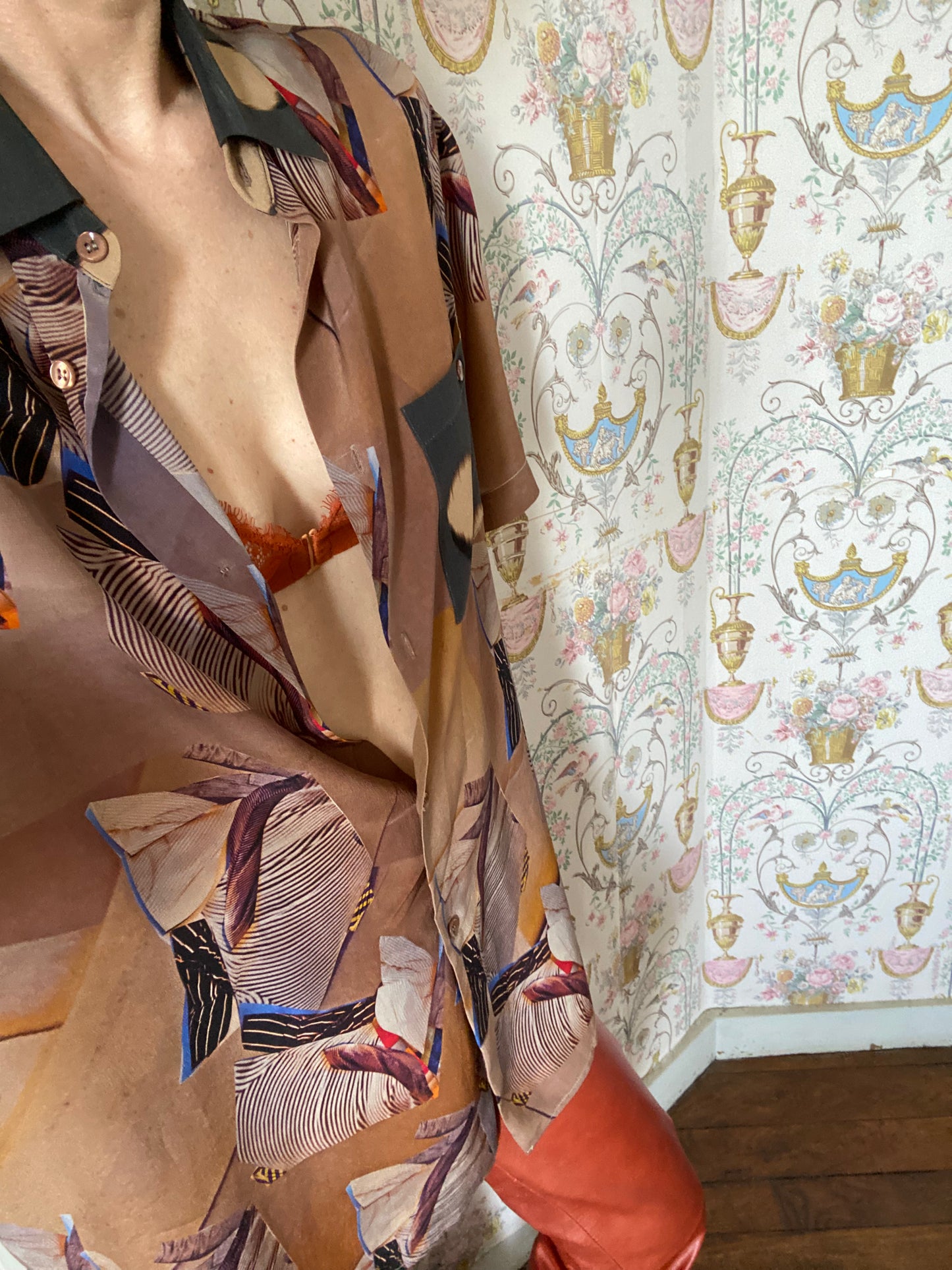 Oversized short-sleeved silk shirt Siena