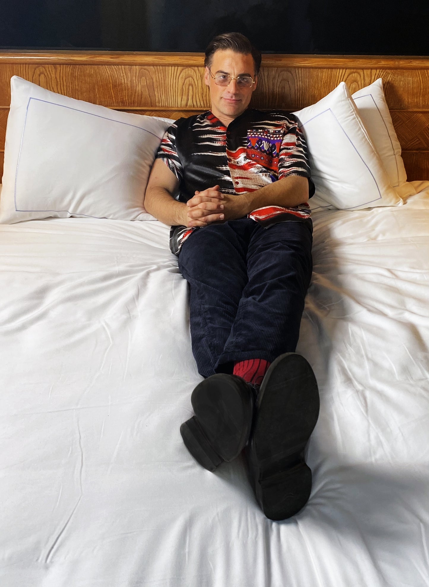 Oversized short-sleeved silk shirt Khan Atlas