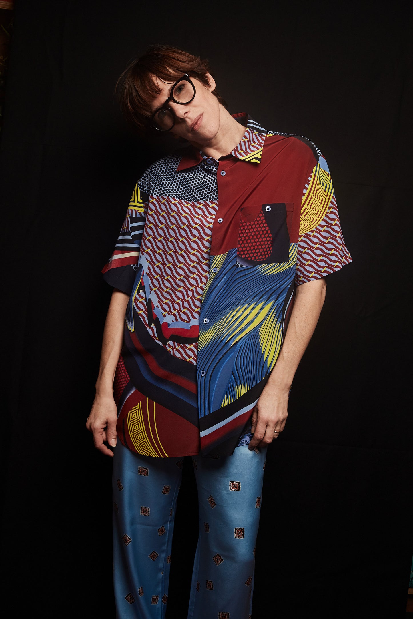 Oversized short-sleeved silk shirt Vega
