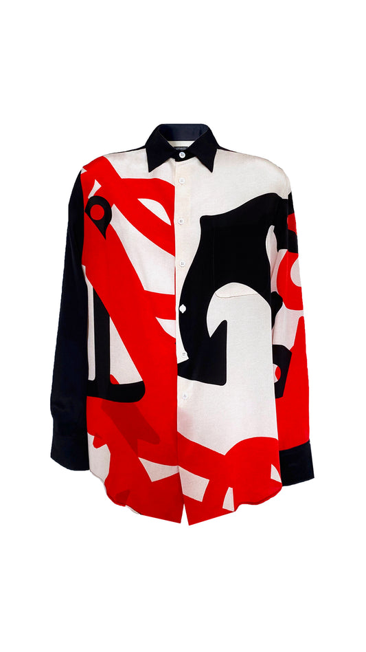 The Anchor Print Silk Shirt Size L