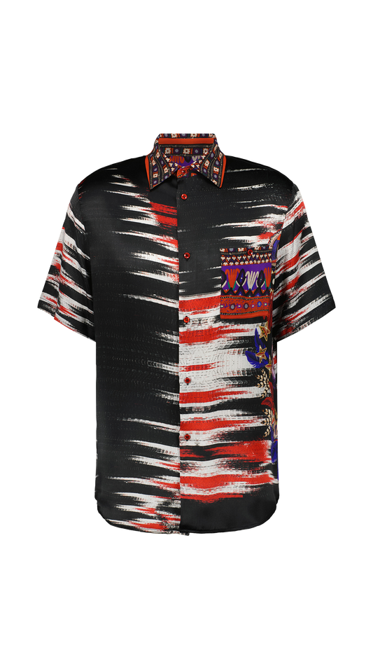 Oversized short-sleeved silk shirt Khan Atlas