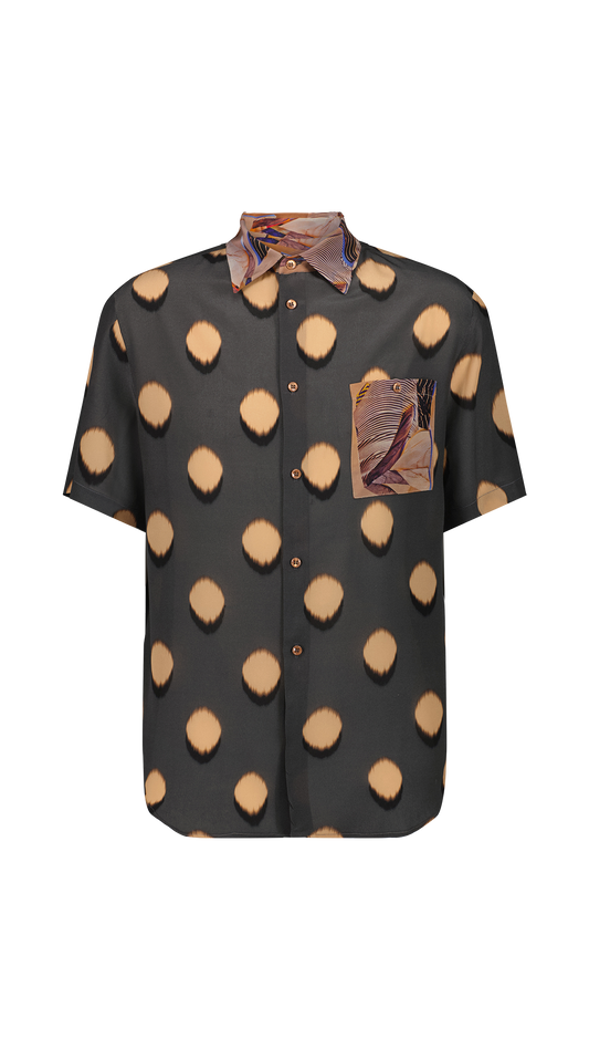 Oversized short-sleeved silk shirt Polka Dots