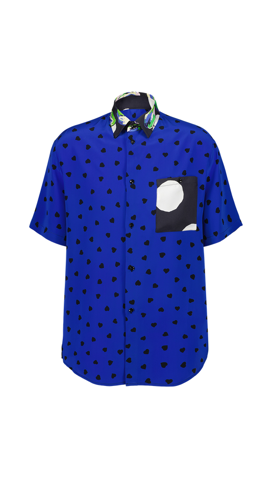 Oversized short-sleeved silk shirt Belle de Nuit